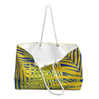 Tropical Palm Weekender Bag — Blue & Yellow Beach Travel Tote
