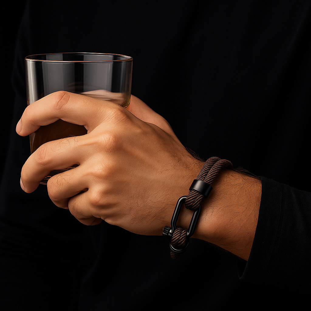 Gray Rope Bracelet – Men’s Nautical Bracelet with Black Stainless Steel Clasp-2