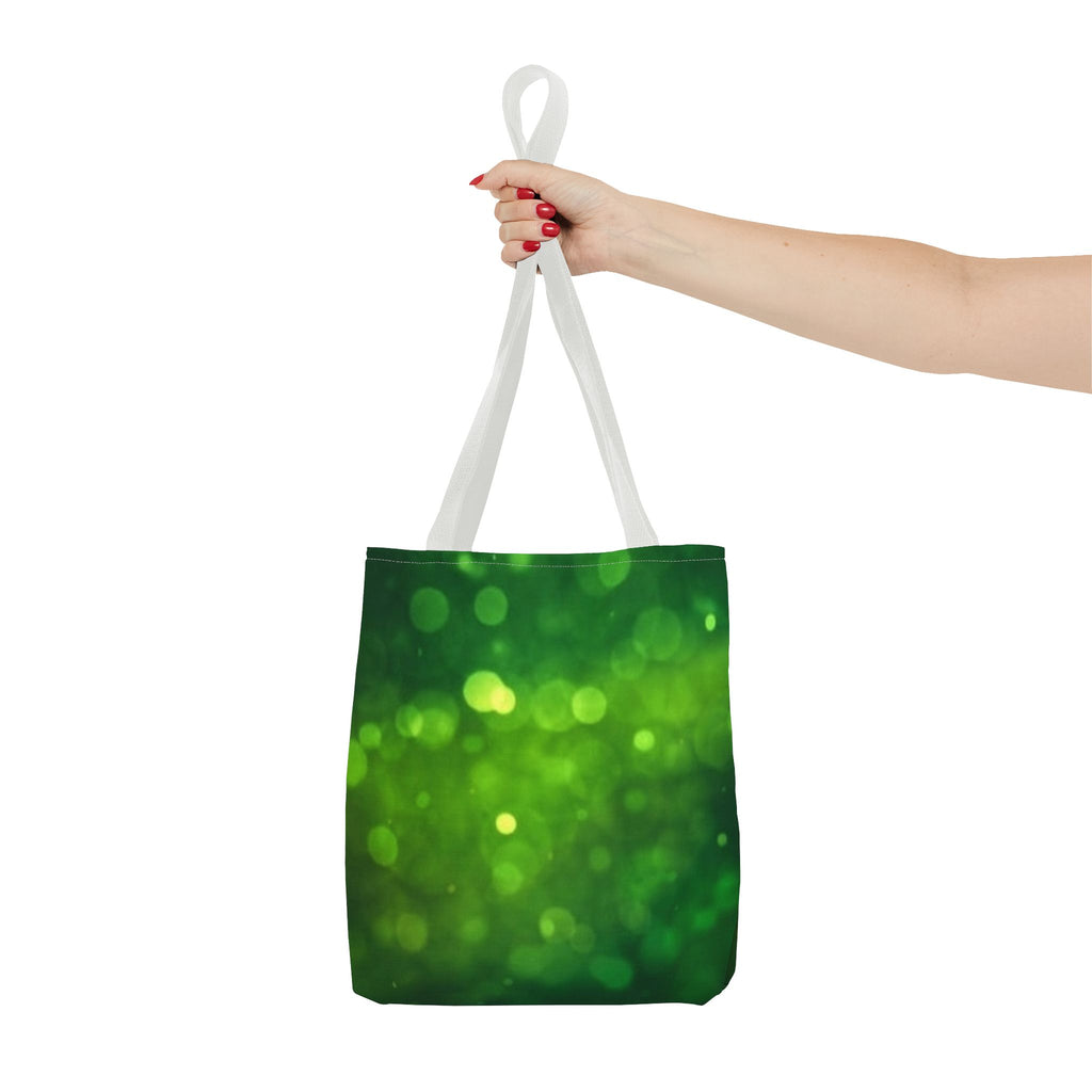 Green Bokeh Tote Bag — Sparkling Nature-Inspired All-Over Print Tote