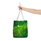 Green Bokeh Tote Bag — Sparkling Nature-Inspired All-Over Print Tote