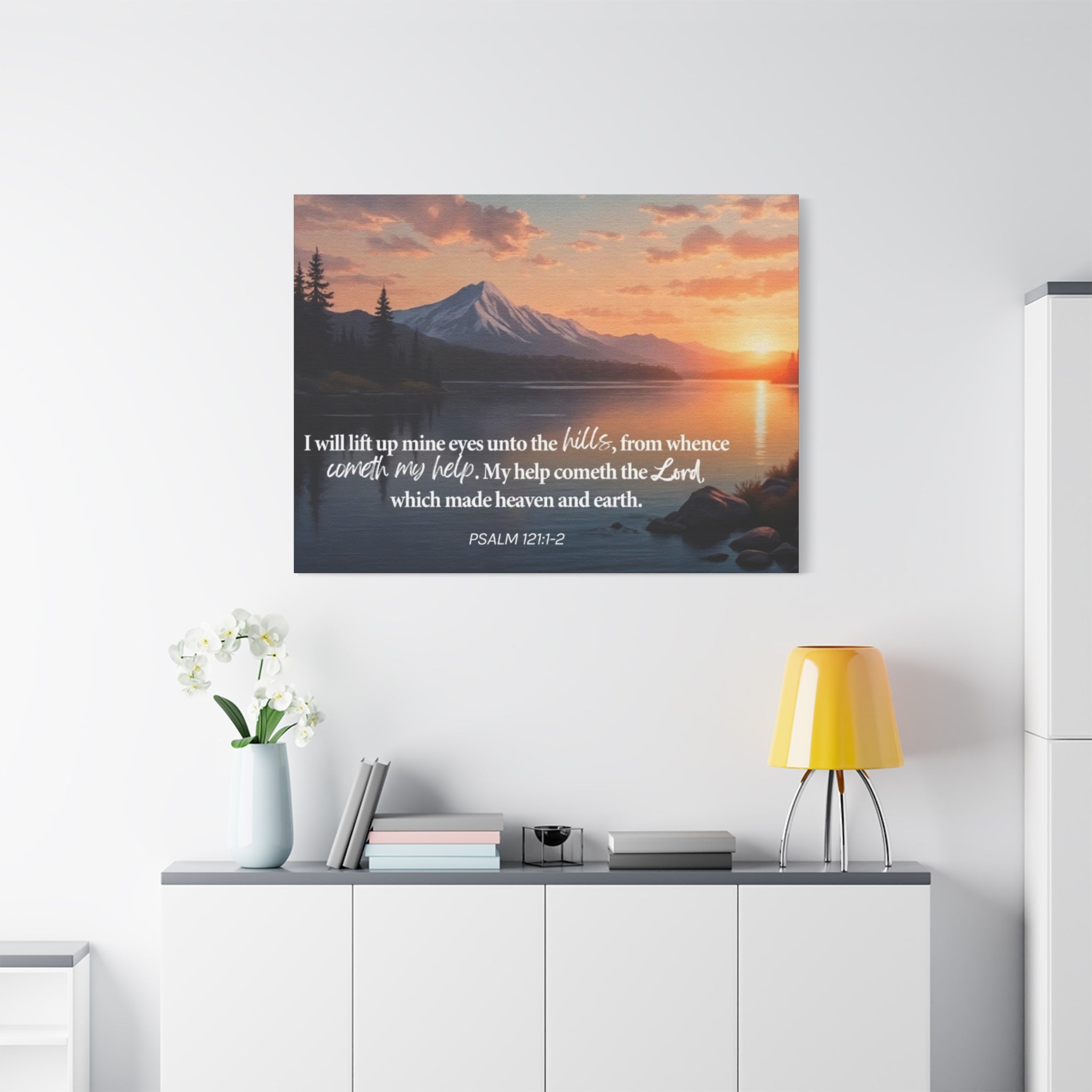 Psalm 121 Canvas Wall Art — "I Will Lift Up Mine Eyes unto the Hills" Inspirational Landscape