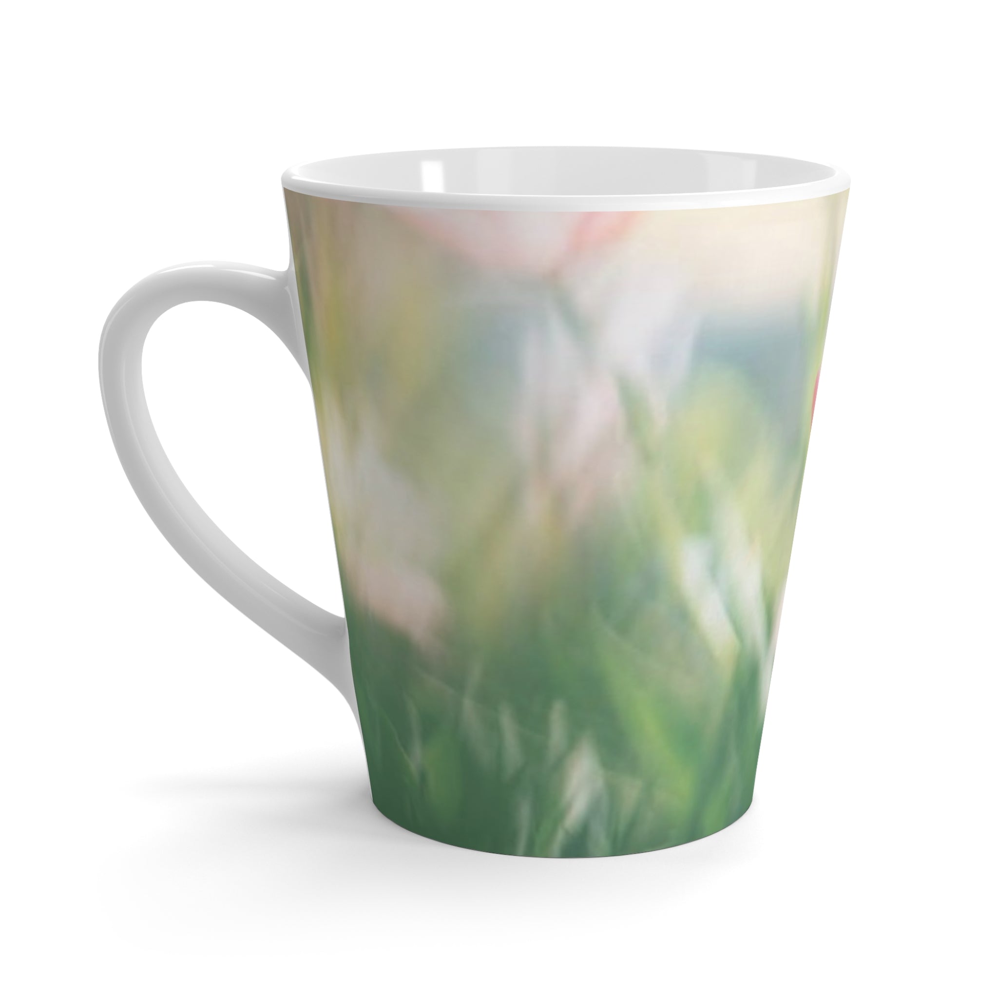 Spring Meadow Latte Mug – Soft Pink Tulip Floral Coffee Cup