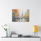 Paris Eiffel Tower Autumn Street Matte Canvas Wall Art, Stretched 1.25"