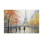 Paris Eiffel Tower Autumn Street Matte Canvas Wall Art, Stretched 1.25"