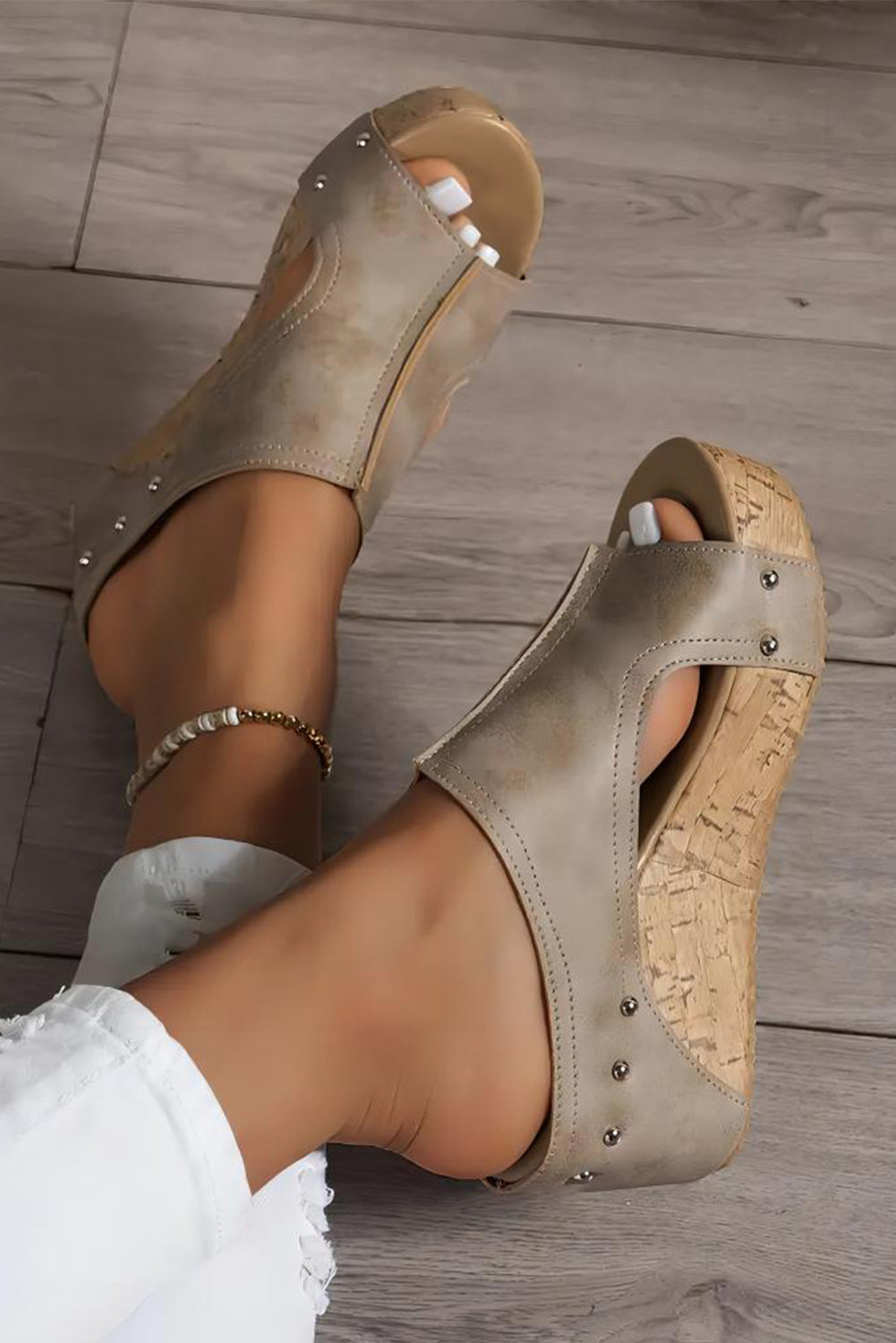 Gianna Pu Leather Wedge Heels