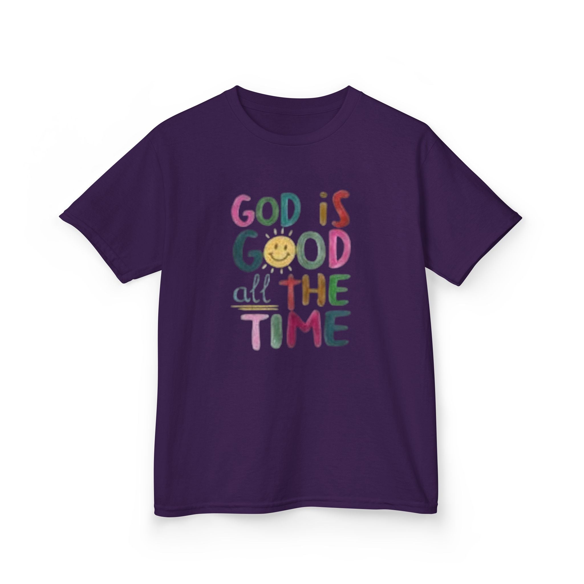 Kids Tee — "God Is Good All The Time" Colorful Faith Graphic