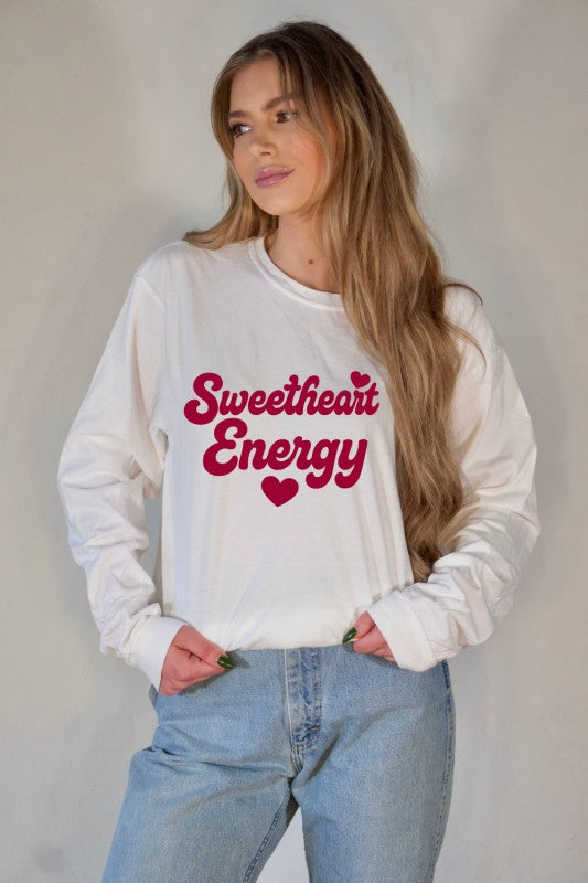 Sweetheart Energy Valentine Long Slve Graphic Tee