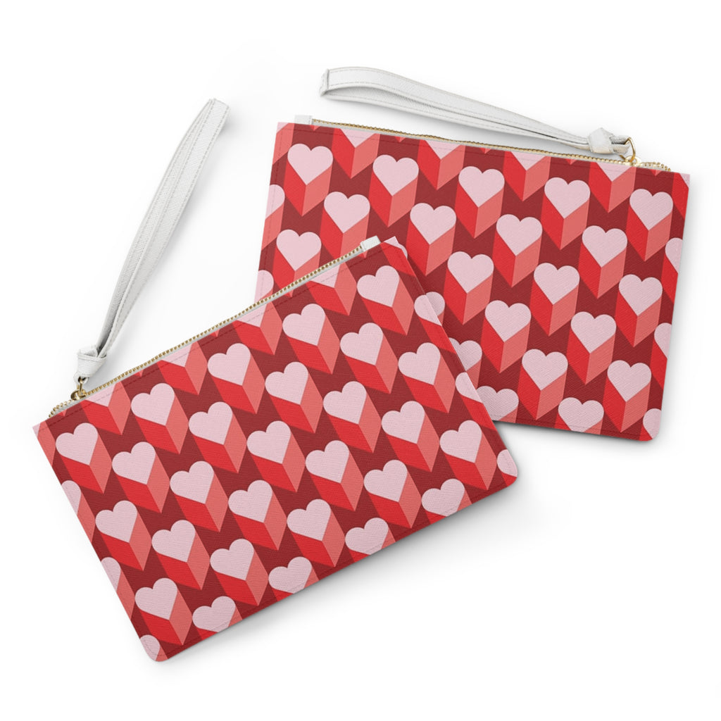 Heart Pattern Clutch Bag — Red & Pink Valentine Wristlet