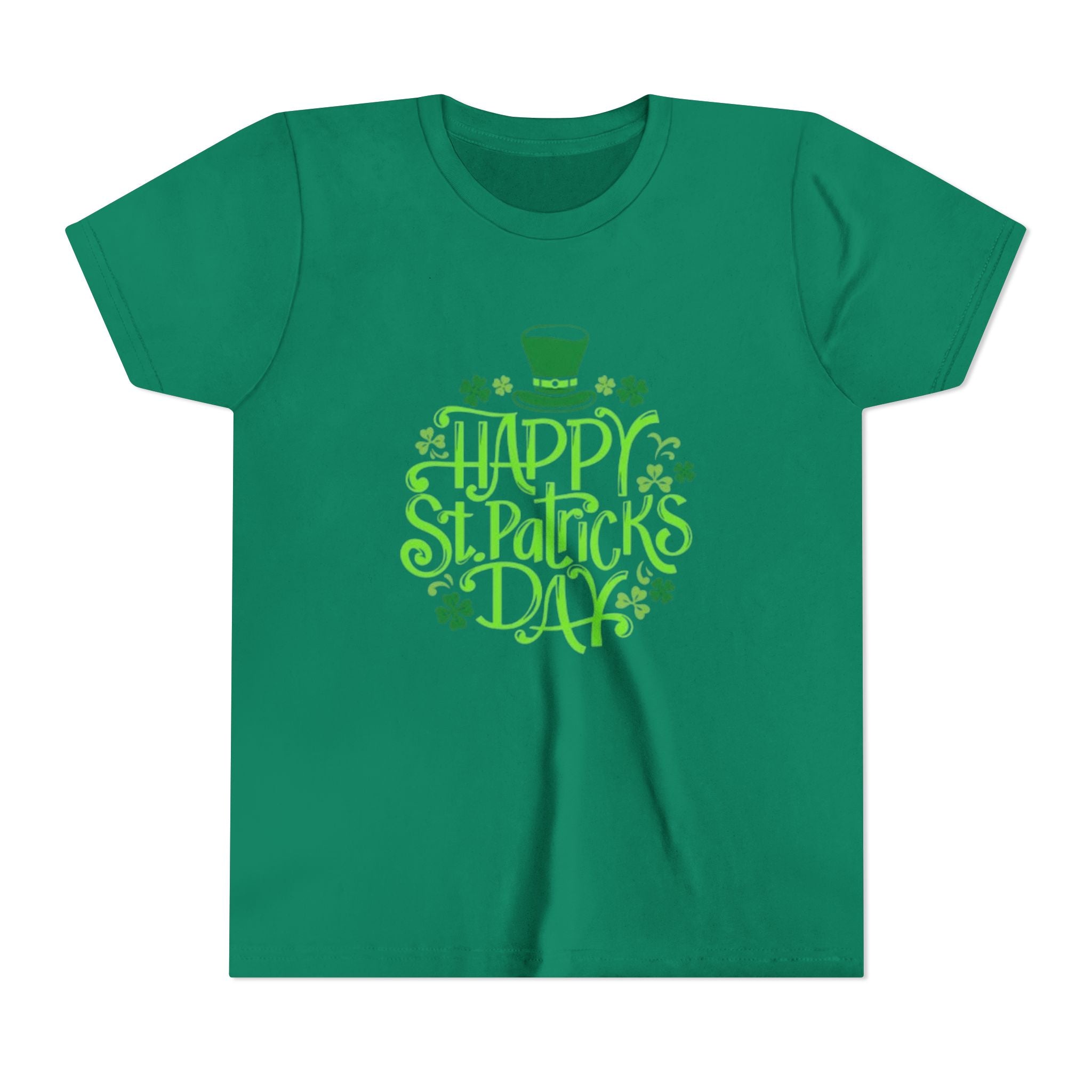 Youth Tee — Happy St. Patrick's Day Green Lettering Kids Shirt