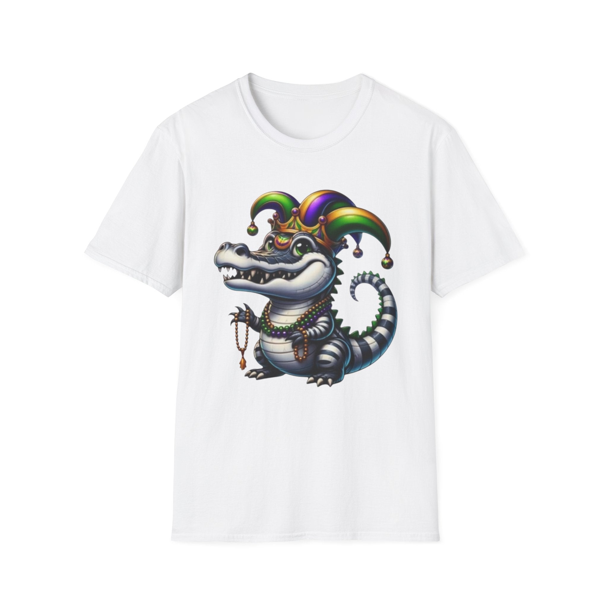 Mardi Gras Jester Alligator T-Shirt — Carnival Croc Graphic Tee