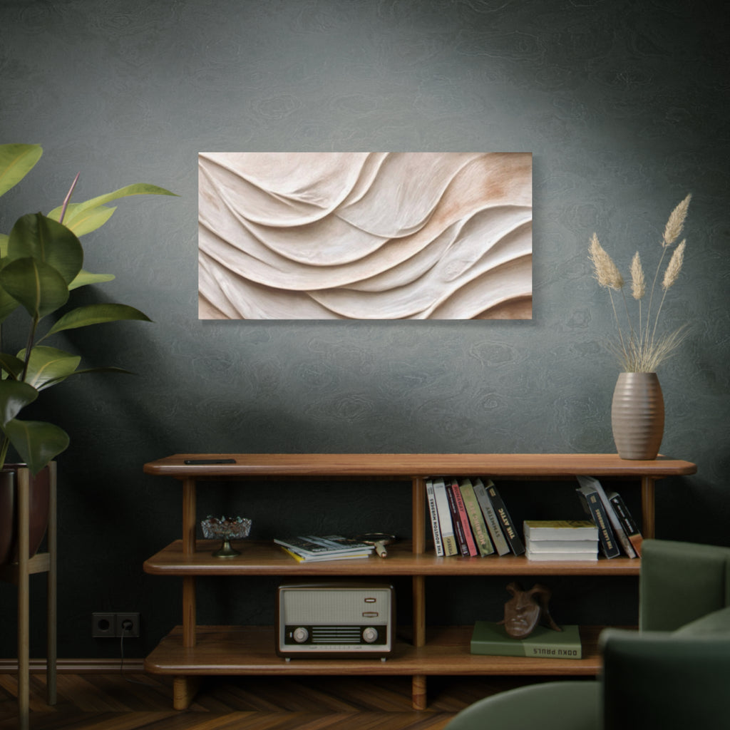 Neutral Abstract Wave Texture Matte Canvas Wall Art