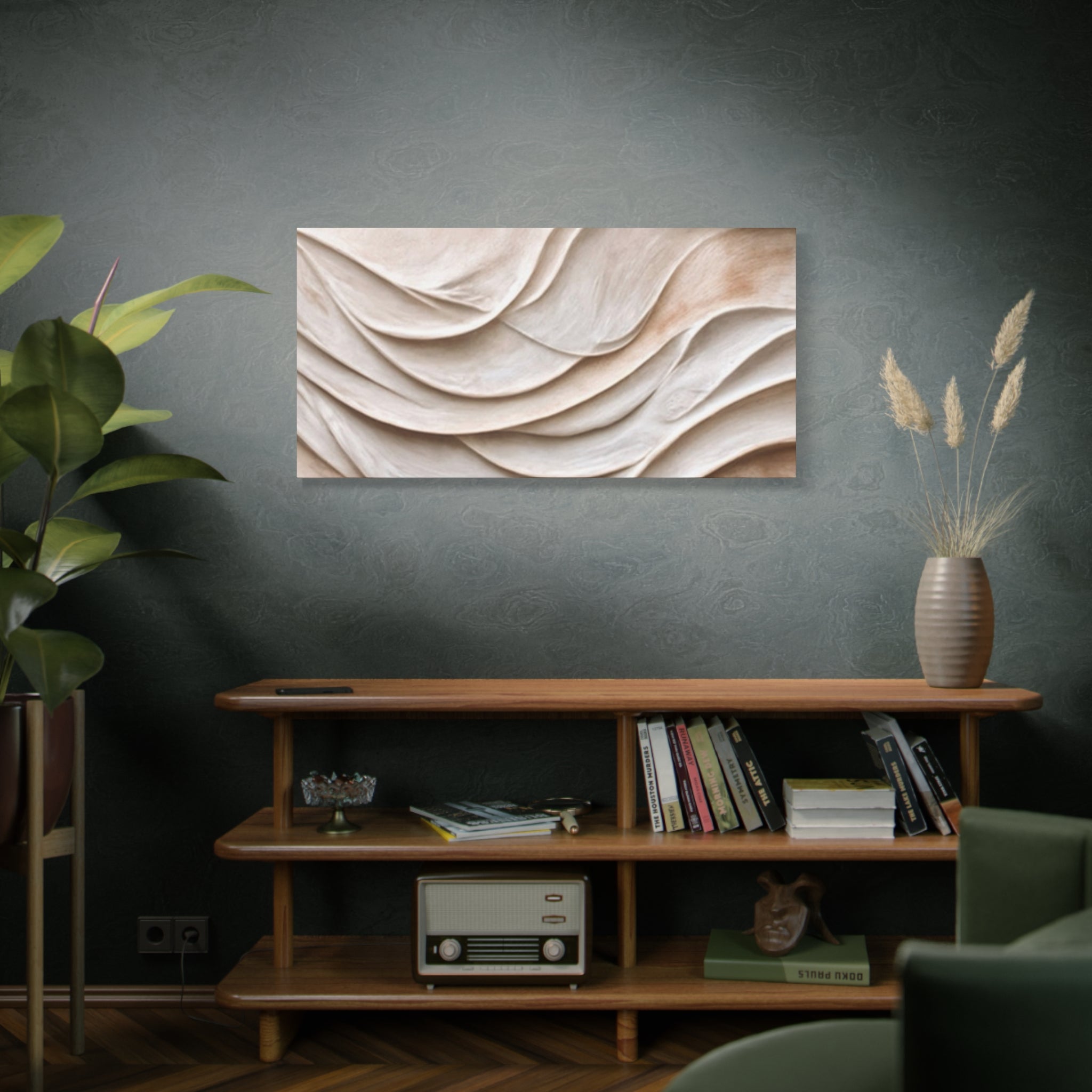 Neutral Abstract Wave Texture Matte Canvas Wall Art
