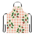 Strawberry Gingham Apron – Vintage Pink Kitchen Apron with Strawberry Print