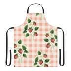 Strawberry Gingham Apron – Vintage Pink Kitchen Apron with Strawberry Print