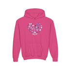 Youth Heart Doodle Hoodie — Pink Valentine Love Graphic Sweatshirt