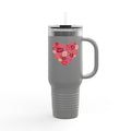 40oz Insulated Travel Mug — Pink Lipstick Kiss Heart Design