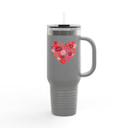 40oz Insulated Travel Mug — Pink Lipstick Kiss Heart Design