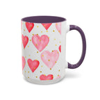 Pink Watercolor Hearts Accent Coffee Mug — Romantic Valentine’s Day Gift