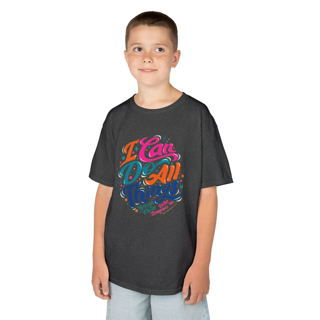 Kids T‑Shirt — "I Can Do All Things" Inspirational Rainbow Tee