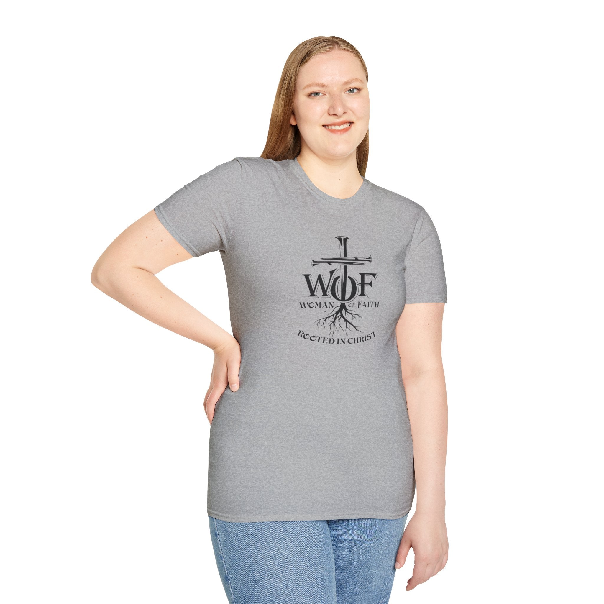 Faith T-Shirt - "WOF Woman of Faith Rooted in Christ" Christian Tee
