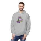 Mardi Gras Mask Hoodie — Purple Green Gold Carnival Pullover
