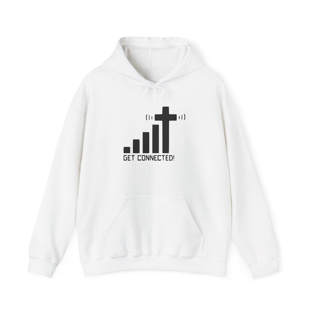 Christian Faith Hoodie — "Get Connected" Signal Bars Cross Design