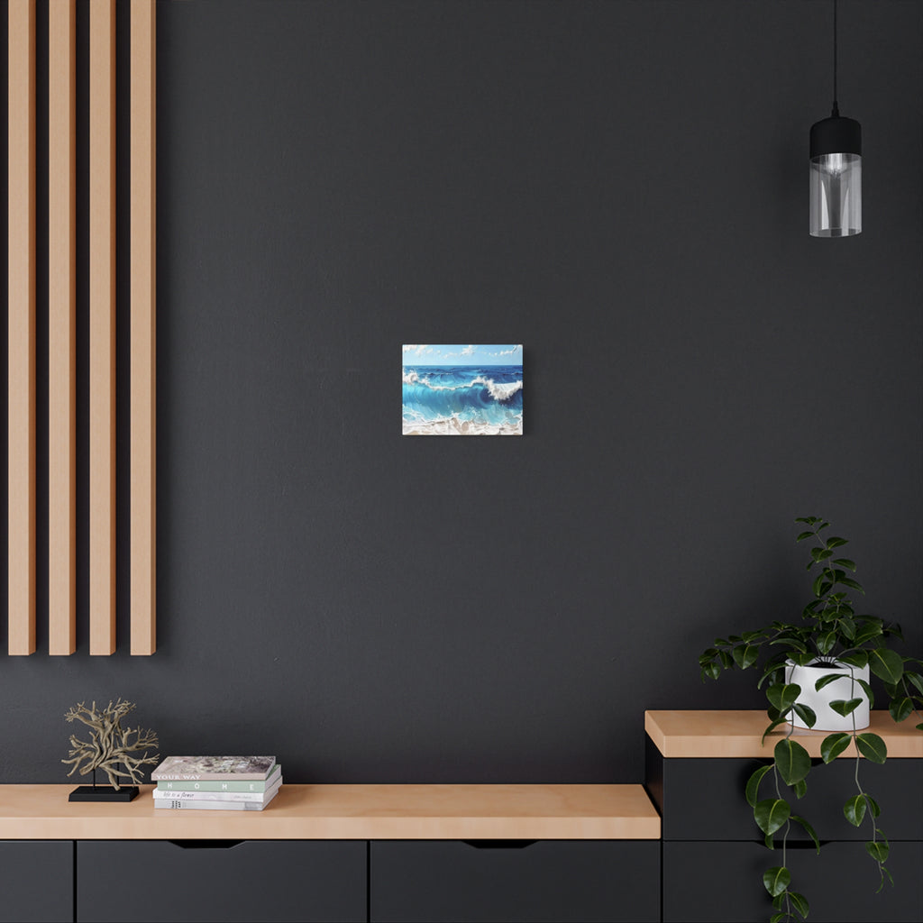 Ocean Waves Matte Canvas Wall Art — Blue Seascape Stretched Canvas