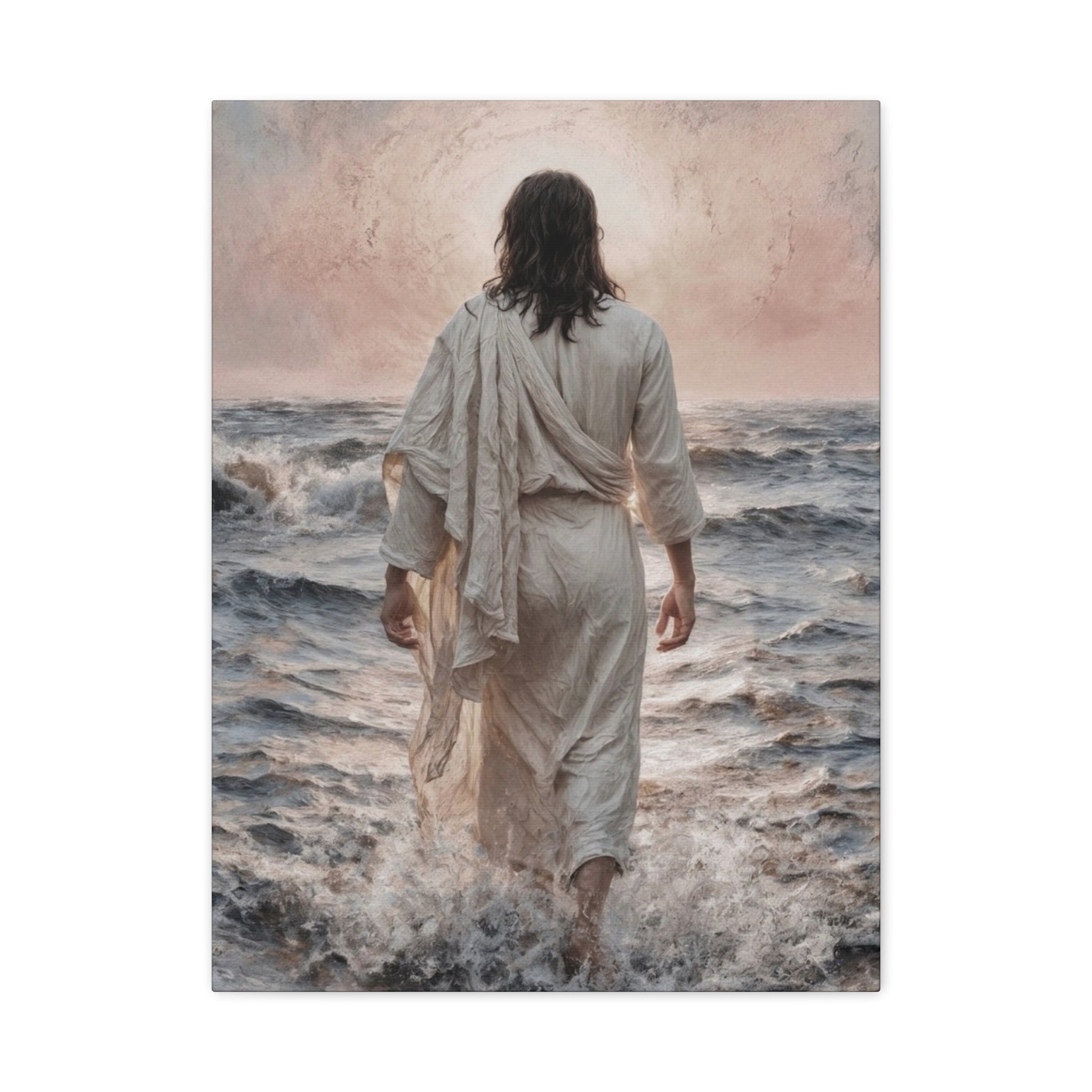 Jesus Walking on Water Matte Canvas Print