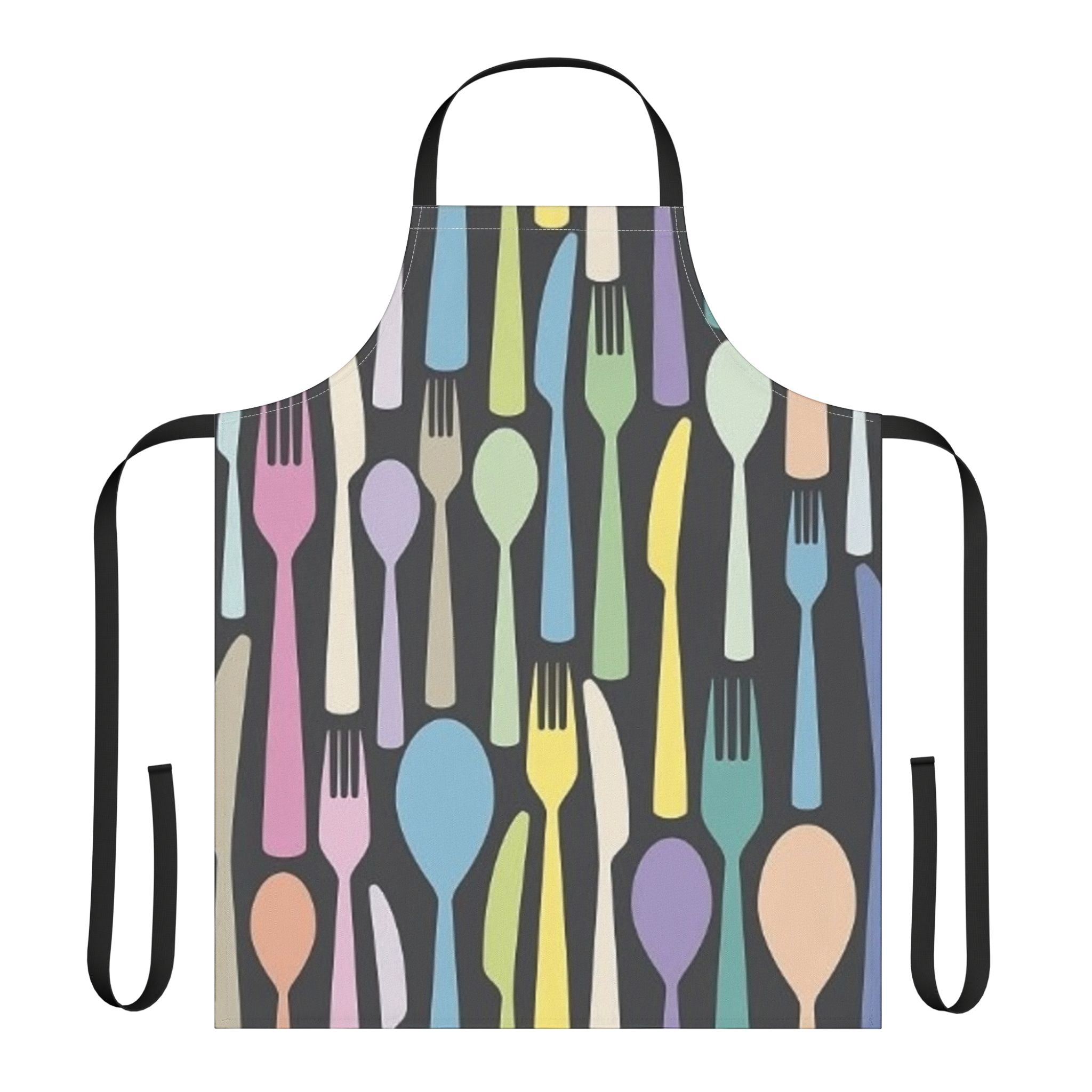 Cutlery Pattern Apron — Colorful Spoon & Fork Kitchen Apron