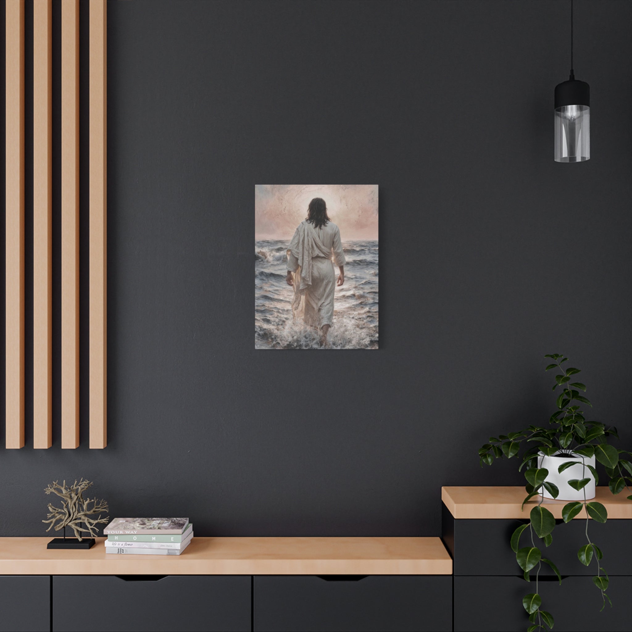 Jesus Walking on Water Matte Canvas Print