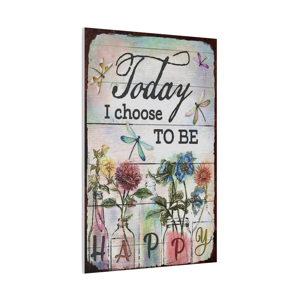 Today I Choose To Be Happy Canvas Wall Art — Floral Dragonfly Inspirational Quote