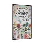 Today I Choose To Be Happy Canvas Wall Art — Floral Dragonfly Inspirational Quote