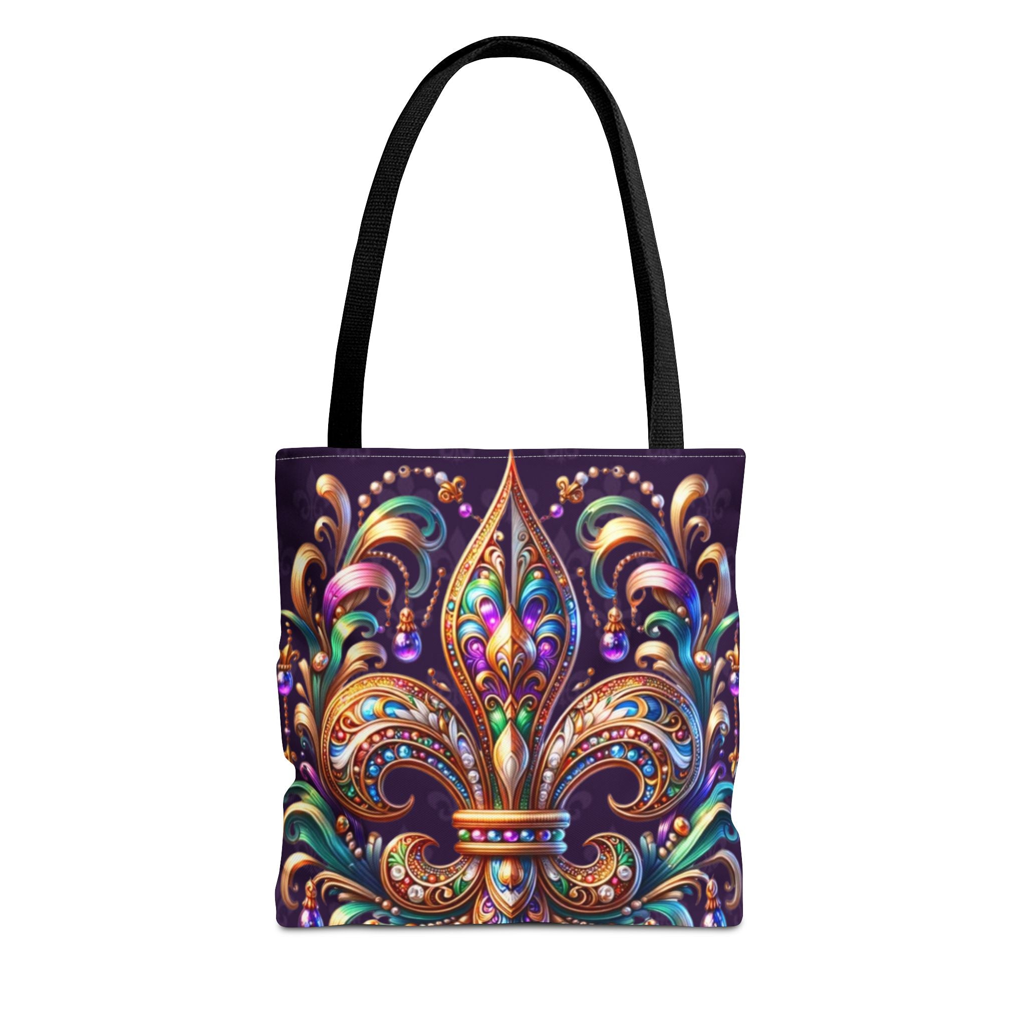 Fleur-de-Lis Jewel Tote Bag — Colorful Mardi Gras Boho Carryall