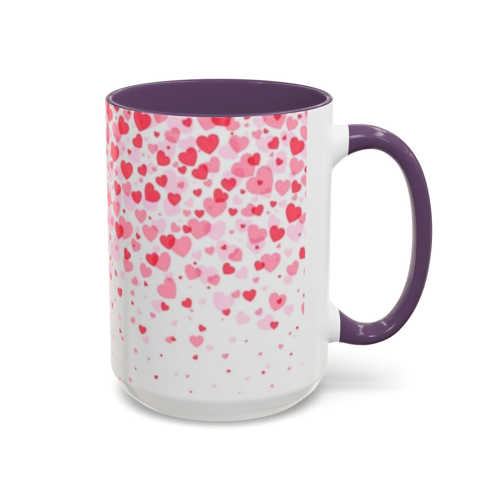Heart Confetti Accent Coffee Mug — Pink Valentine’s Day Gift (11/15oz)