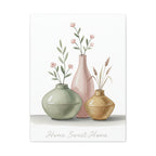 Home Sweet Home Canvas Wall Art — Pastel Vases Still Life Matte Stretched Canvas