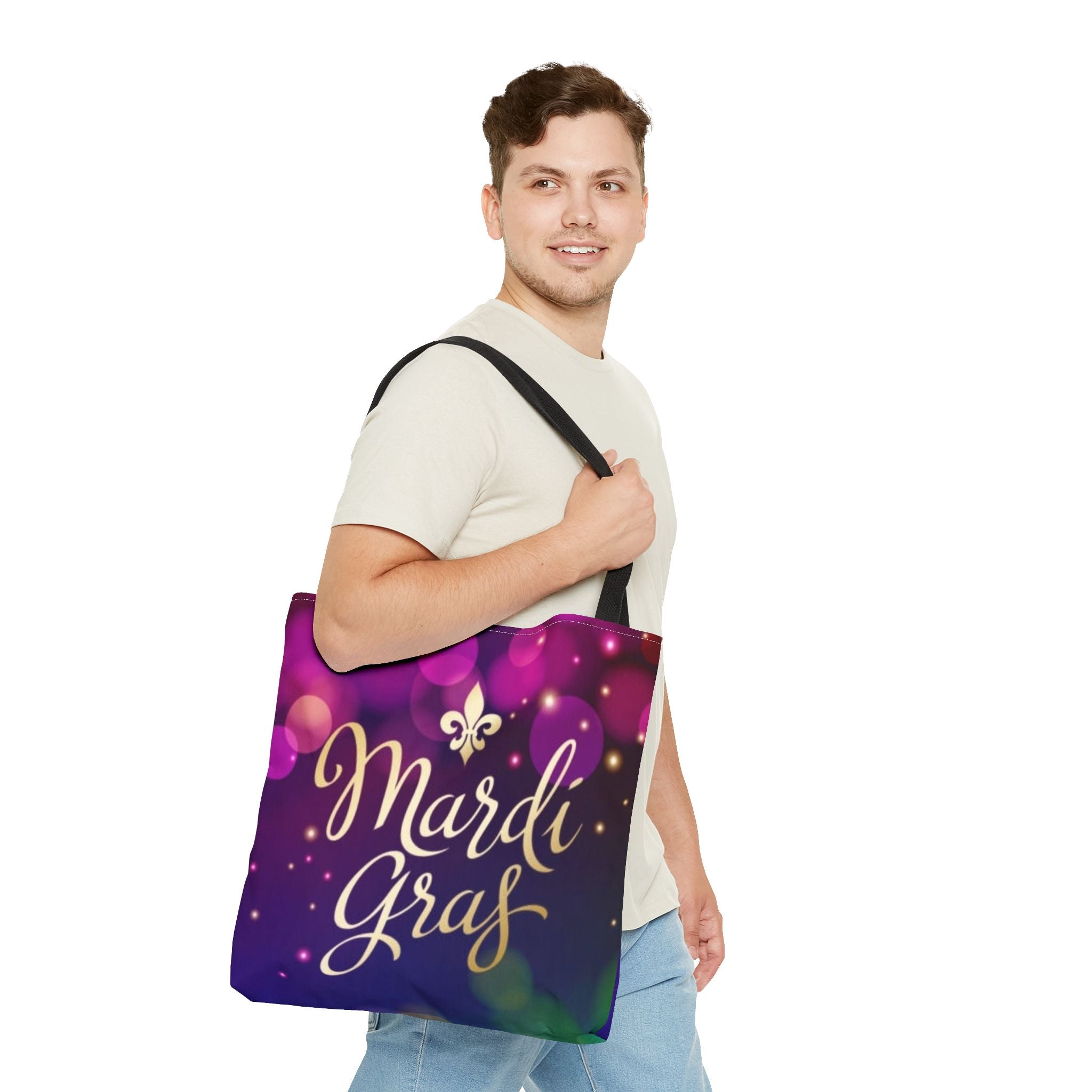 Mardi Gras Tote Bag — Purple Gold Fleur-de-Lis Celebration Tote