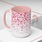 Heart Confetti Accent Coffee Mug — Pink Valentine’s Day Gift (11/15oz)