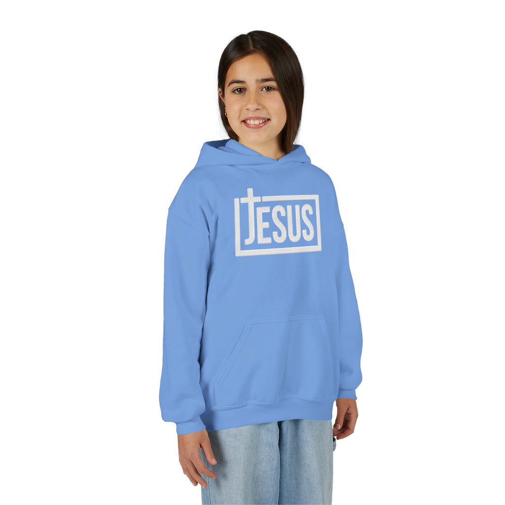 Youth Jesus Hoodie — Christian Faith Pullover with Cross Logo