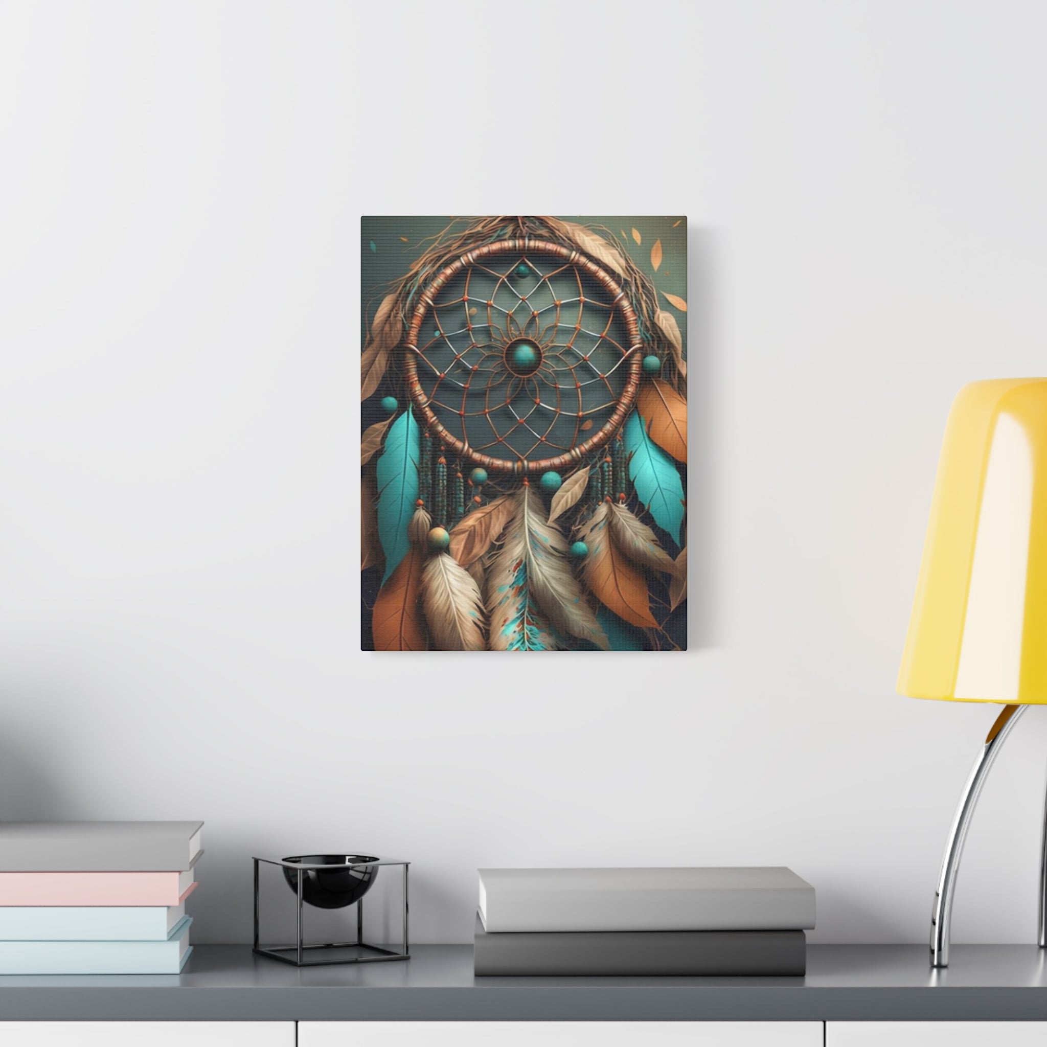 Dreamcatcher Wall Canvas – Boho Feather Art Print