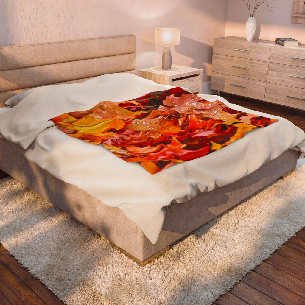 Autumn Fall Leaves Velveteen Plush Blanket
