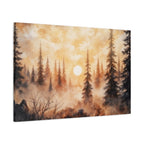 Canvas Wall Art - Misty Pine Forest Sunrise Matte Stretched Canvas