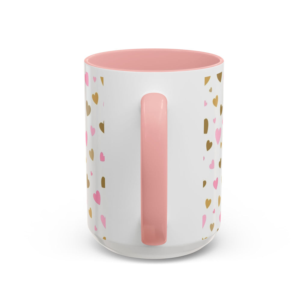 Pink & Gold Heart Accent Coffee Mug — Romantic Valentine’s Tea & Coffee Cup