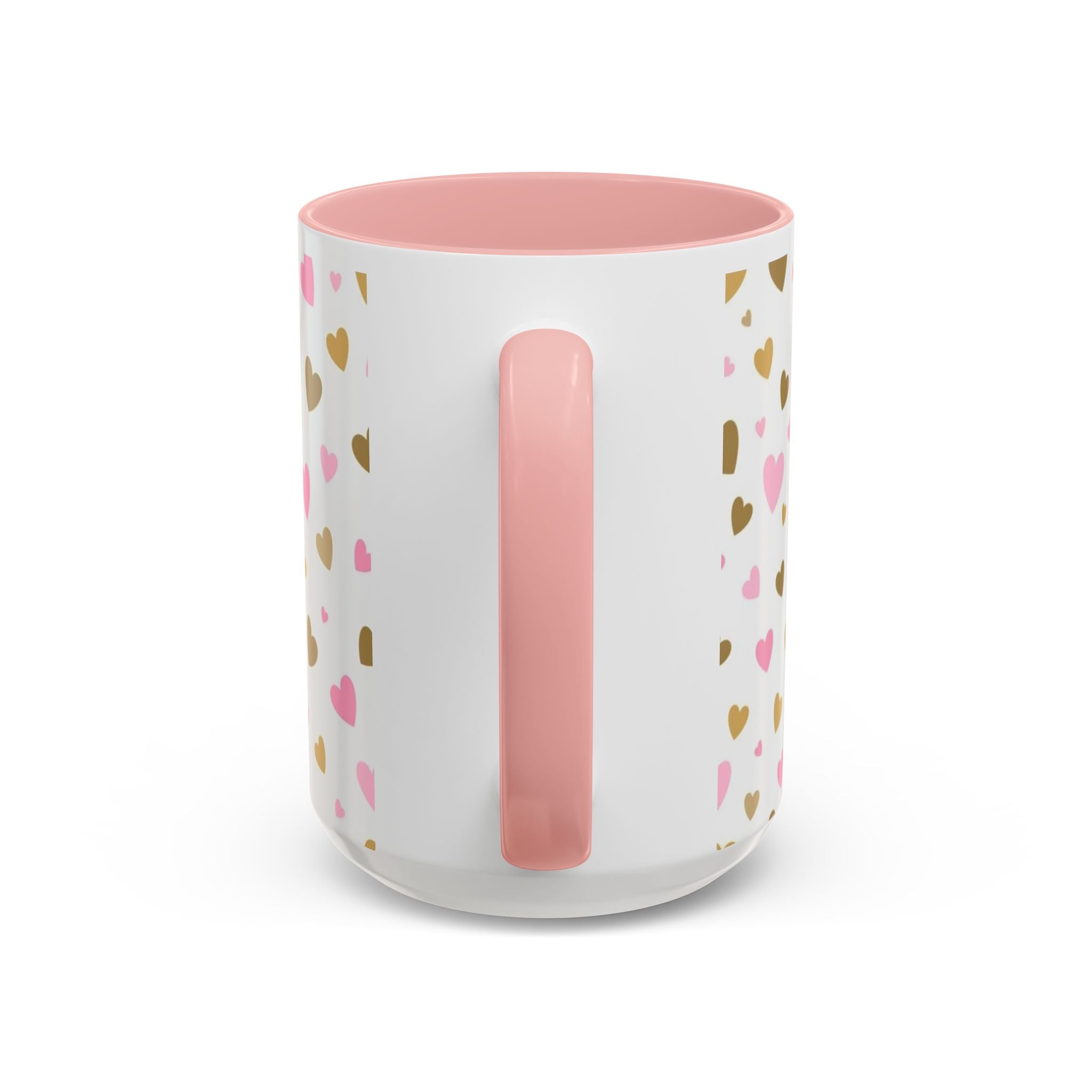 Pink & Gold Heart Accent Coffee Mug — Romantic Valentine’s Tea & Coffee Cup