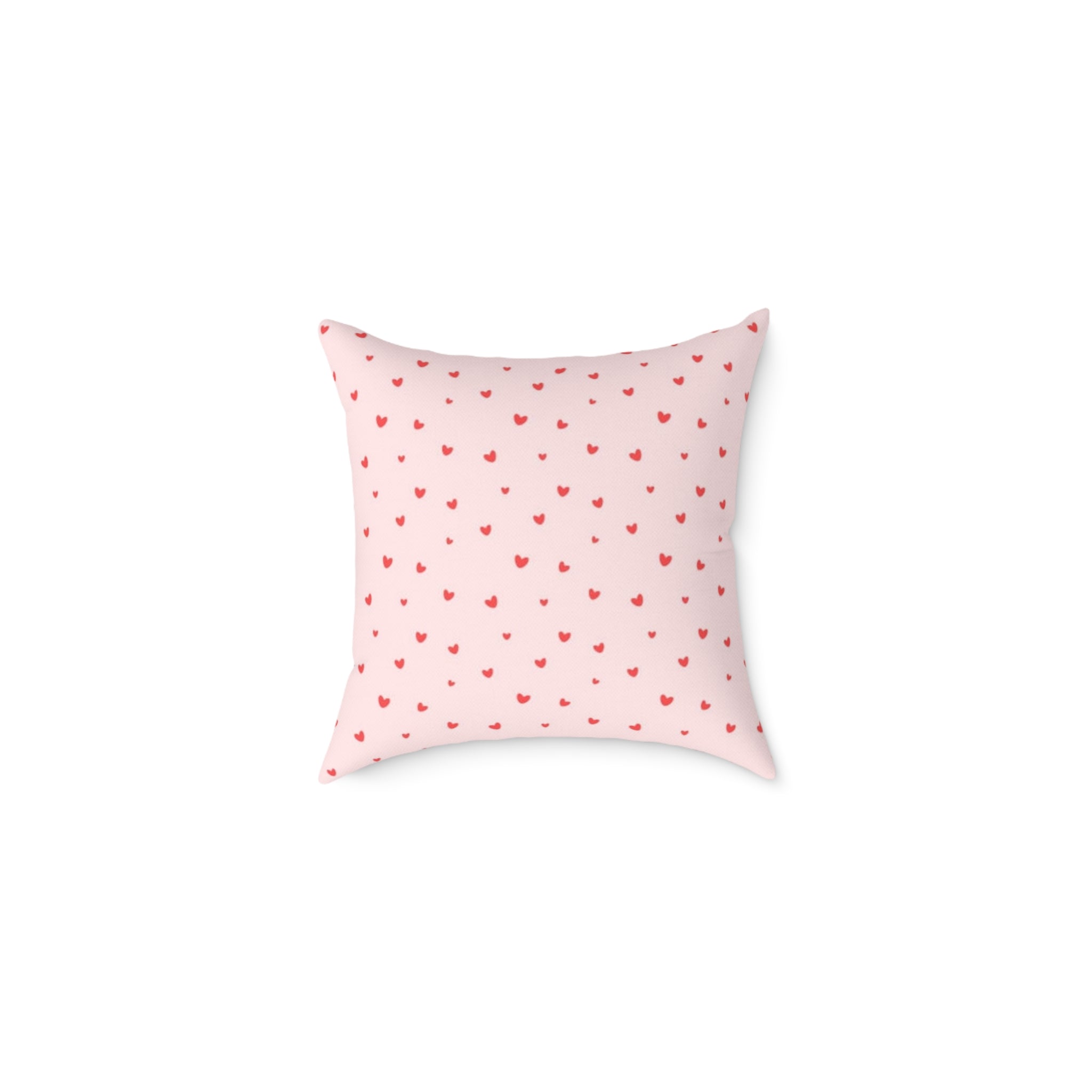 Heart Confetti Square Pillow — Pink Decorative Throw Pillow for Valentine’s Day & Romantic Home Decor