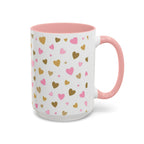 Pink & Gold Heart Accent Coffee Mug — Romantic Valentine’s Tea & Coffee Cup