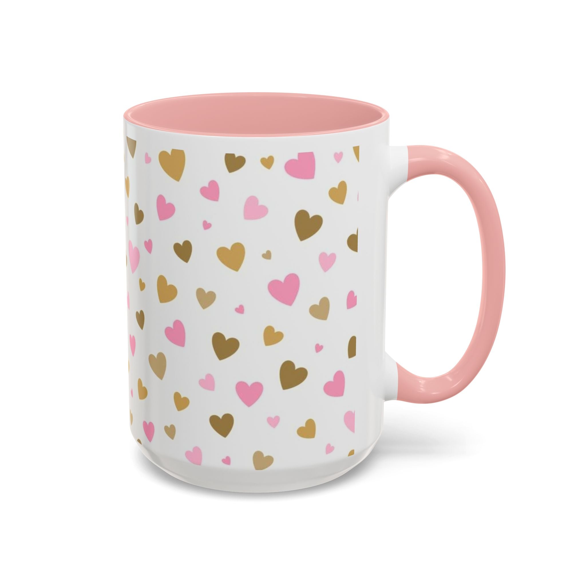Pink & Gold Heart Accent Coffee Mug — Romantic Valentine’s Tea & Coffee Cup