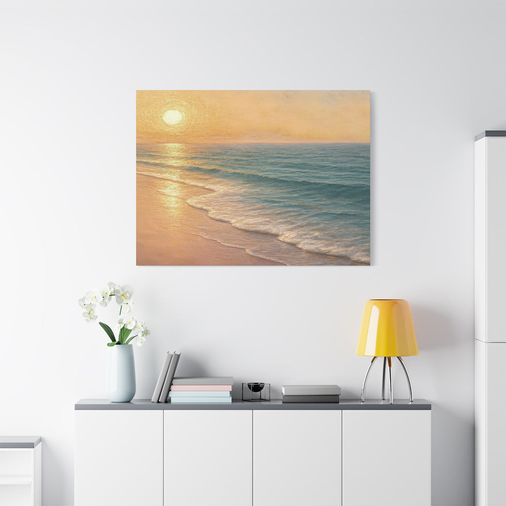Sunset Beach Canvas Print — Seaside Wall Art Matte Stretched 1.25"