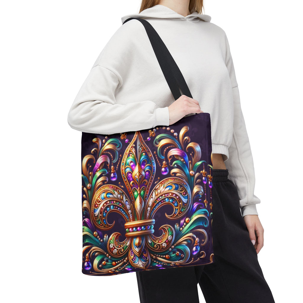 Fleur-de-Lis Jewel Tote Bag — Colorful Mardi Gras Boho Carryall