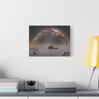 Milky Way Over Snowy Cabin — Matte Stretched Canvas Wall Art