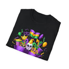 Mardi Gras Carnival T-Shirt — Festive Mask, Beads & Balloon Design